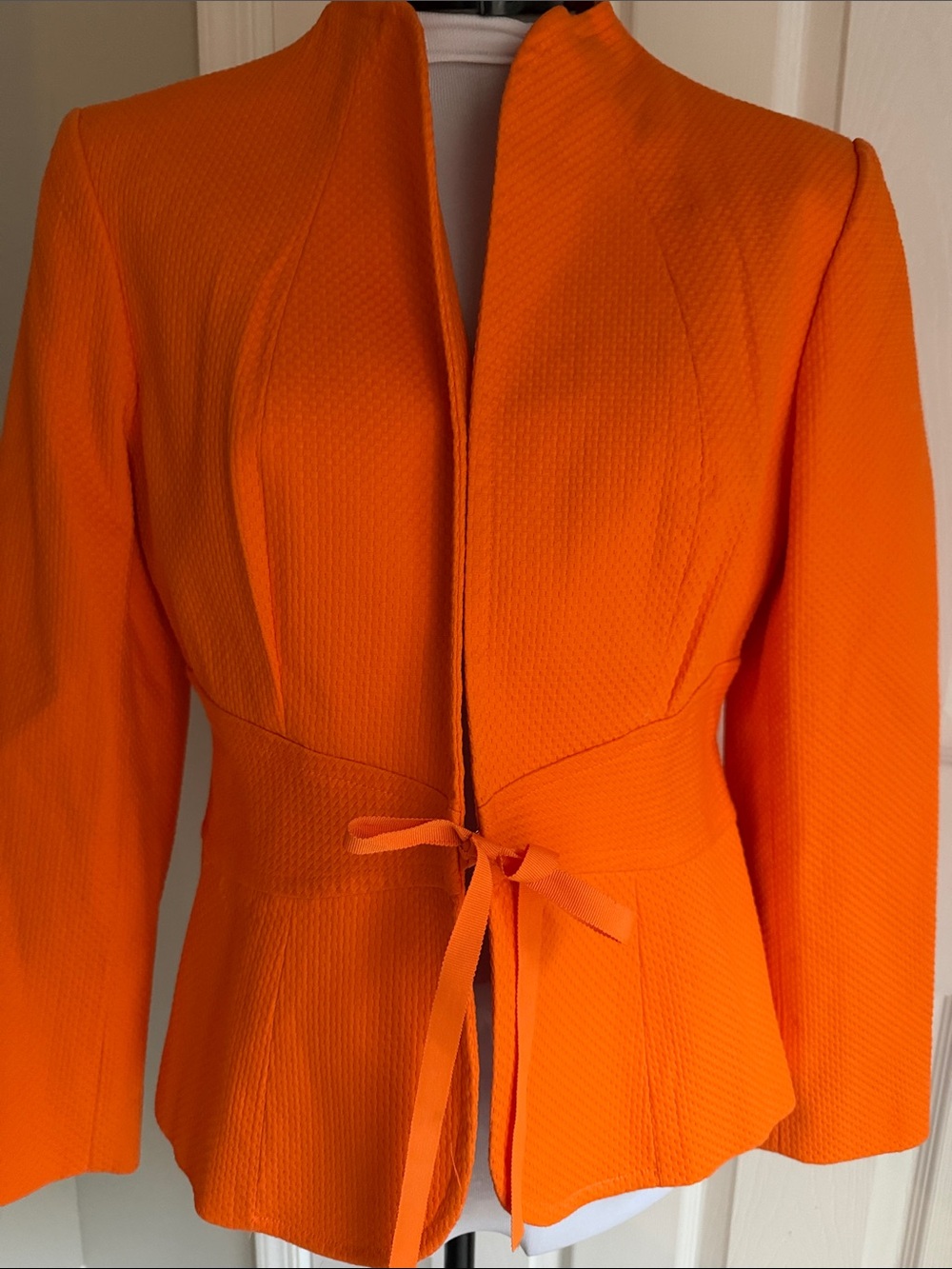 NWOT Focus 2000 Vibrant Orange Tie-Waist Blazer M
